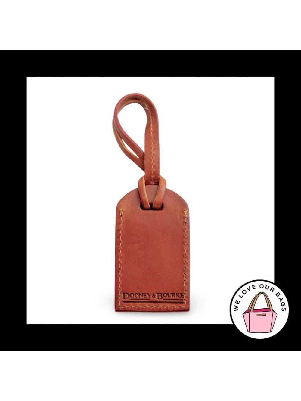 VINTAGE Y2K DOONEY & BOURKE Brown Leather ID Luggage Bag Charm Hang Tag Fob